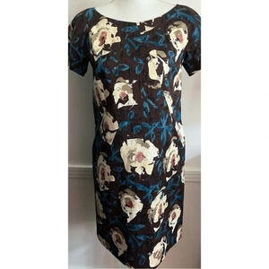 Moschino • Brown Blue Floral Short Sleeve Dress